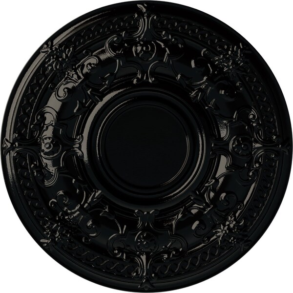 Ekena Millwork Dauphine Ceiling Medallion (Fits Canopies up to 13 1/4"), 33 7/8"OD x 1 3/8"P, Black Pearl CM33DABPS - main